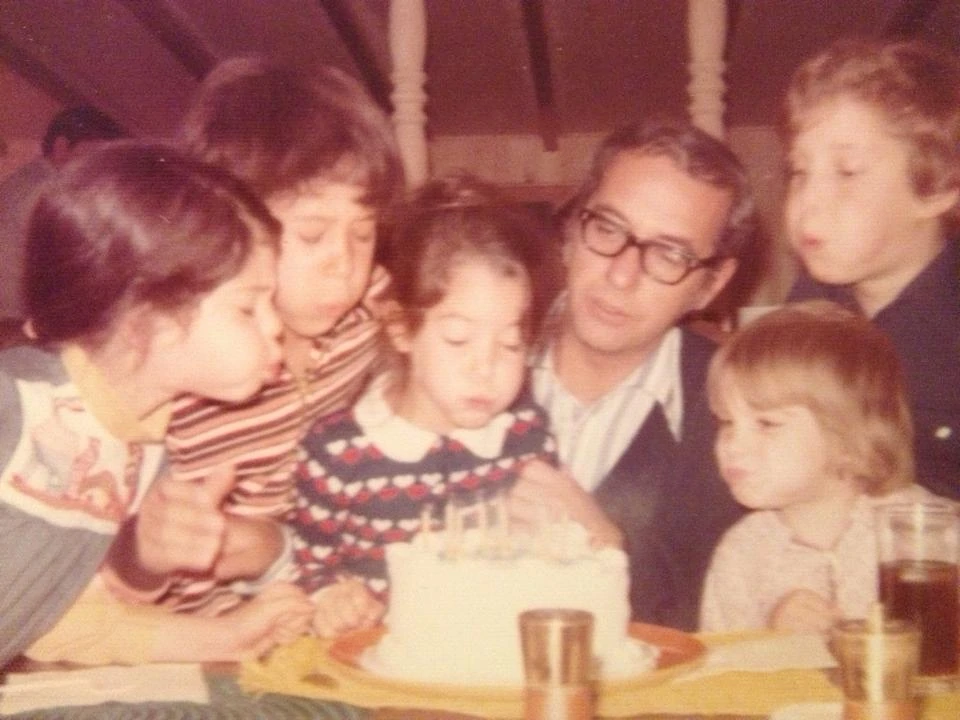 family with cake